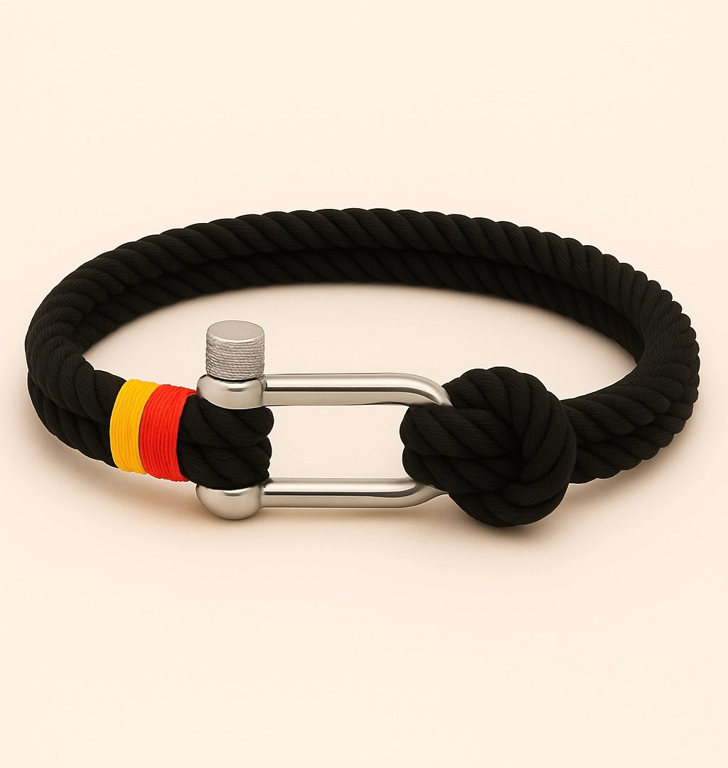 Bracelet de corde noire nautique d'Allemagne