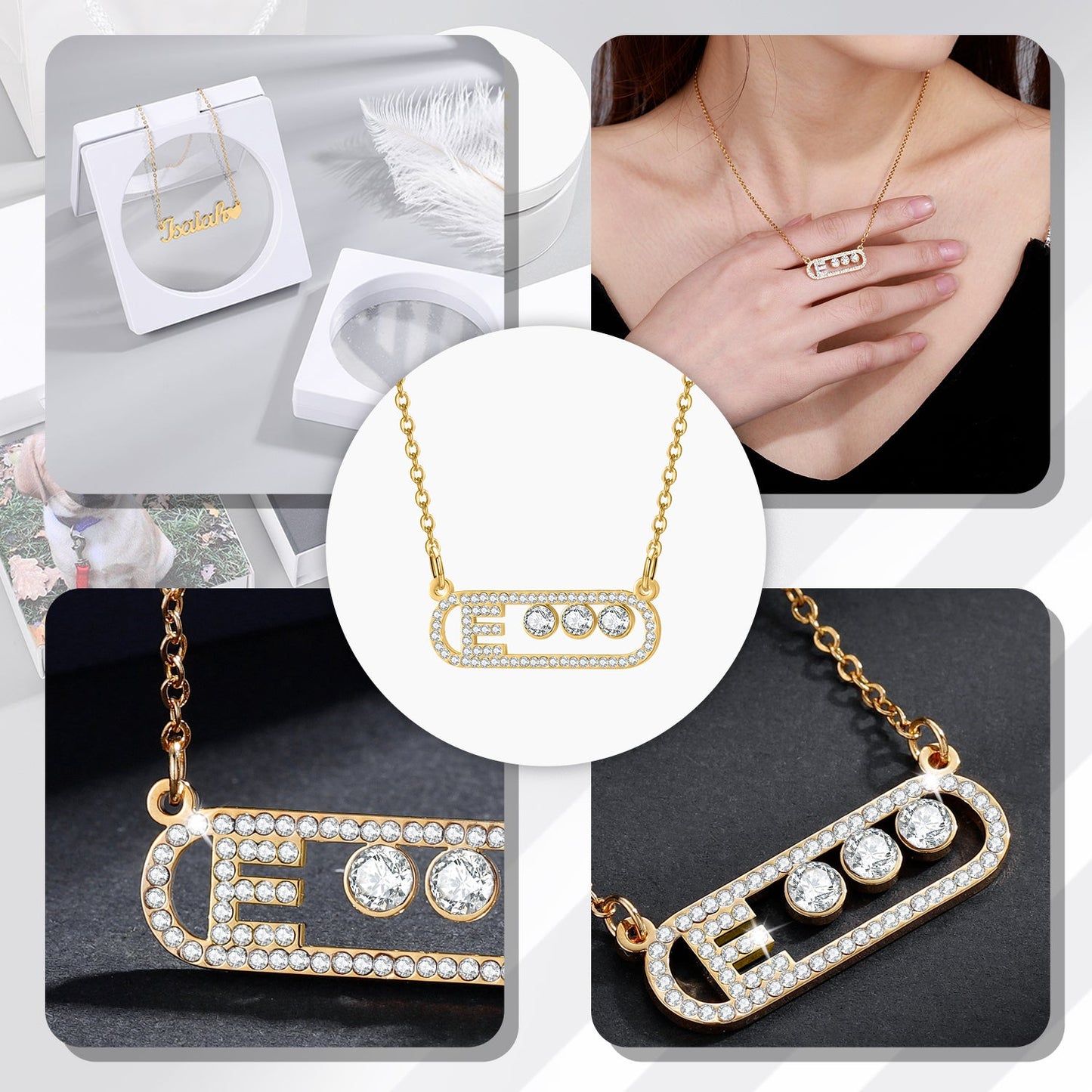 Collar de letras iniciales heladas