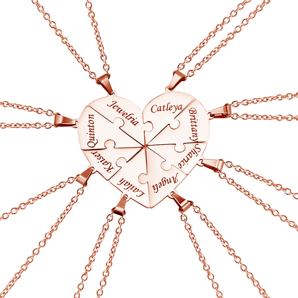 Personalized Family Heart Puzzle Necklace