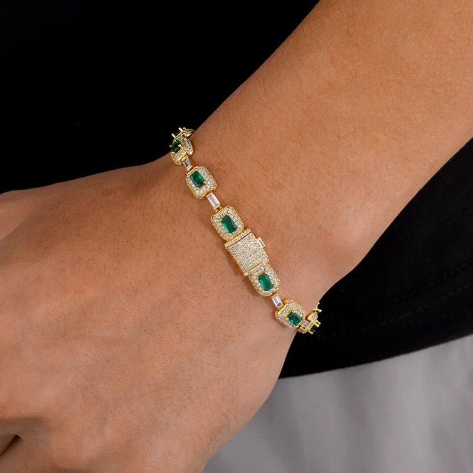 Emerald Baguette Link Bracelet