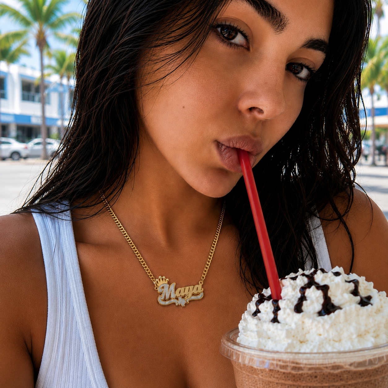 Exclusive Double plated Queen Of The South Texas Name Necklace