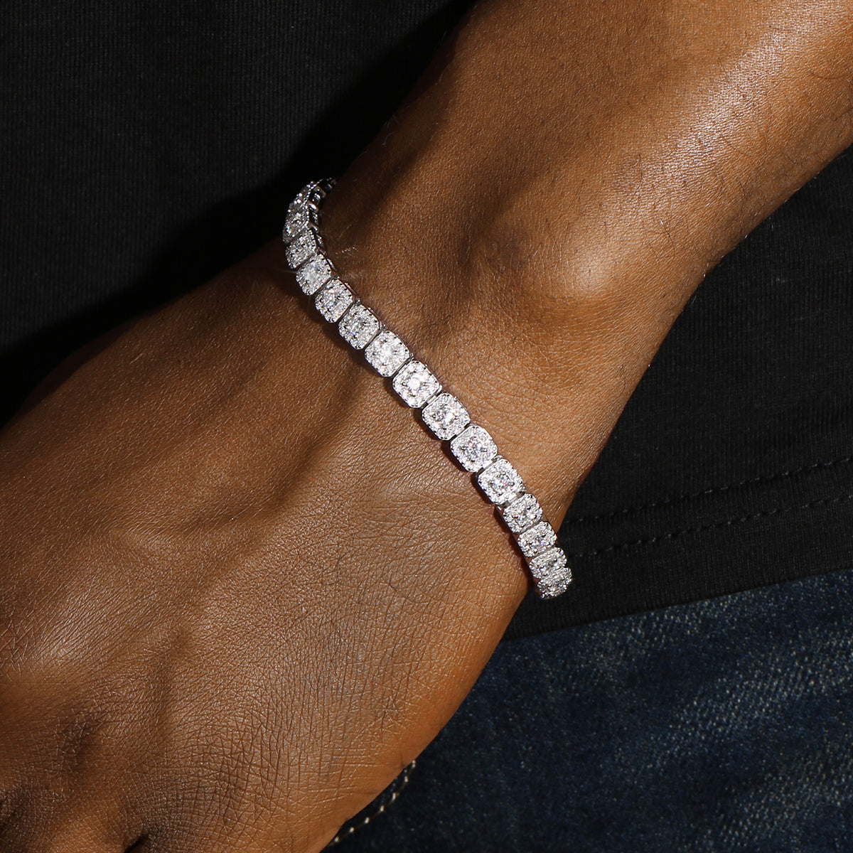 6 mm Moissanit -Clustered -Tennisarmband - 925 Silber - VVS1