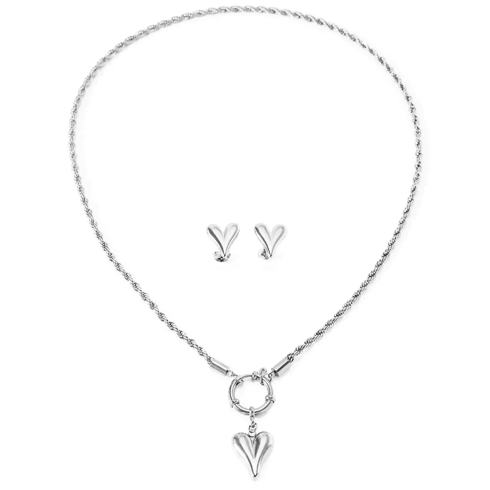 Touwketen anker sluit het hart ketting en oorbel set