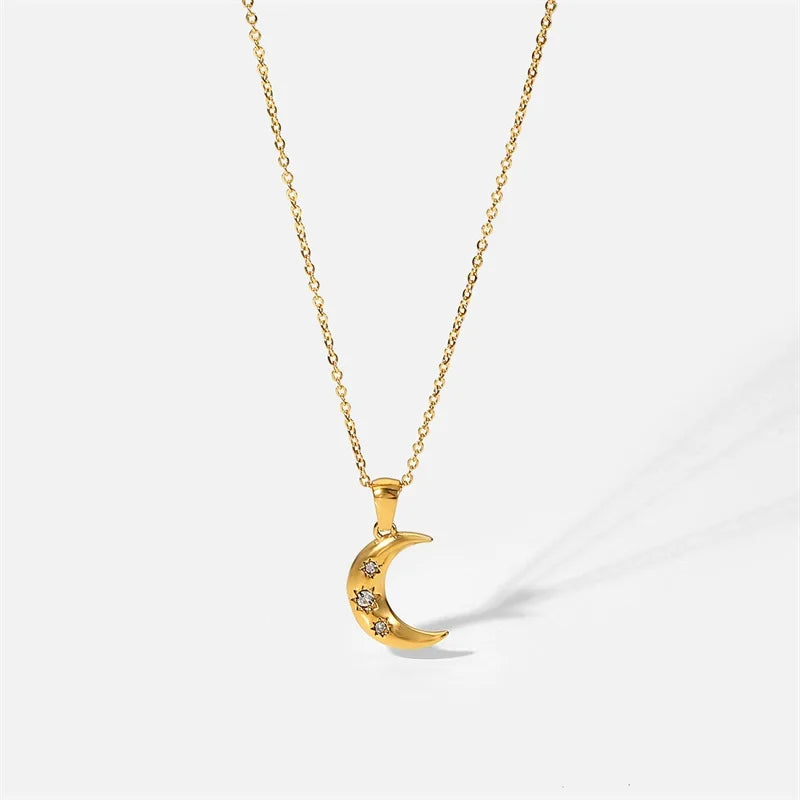 Collier de croissant de lune de 18K