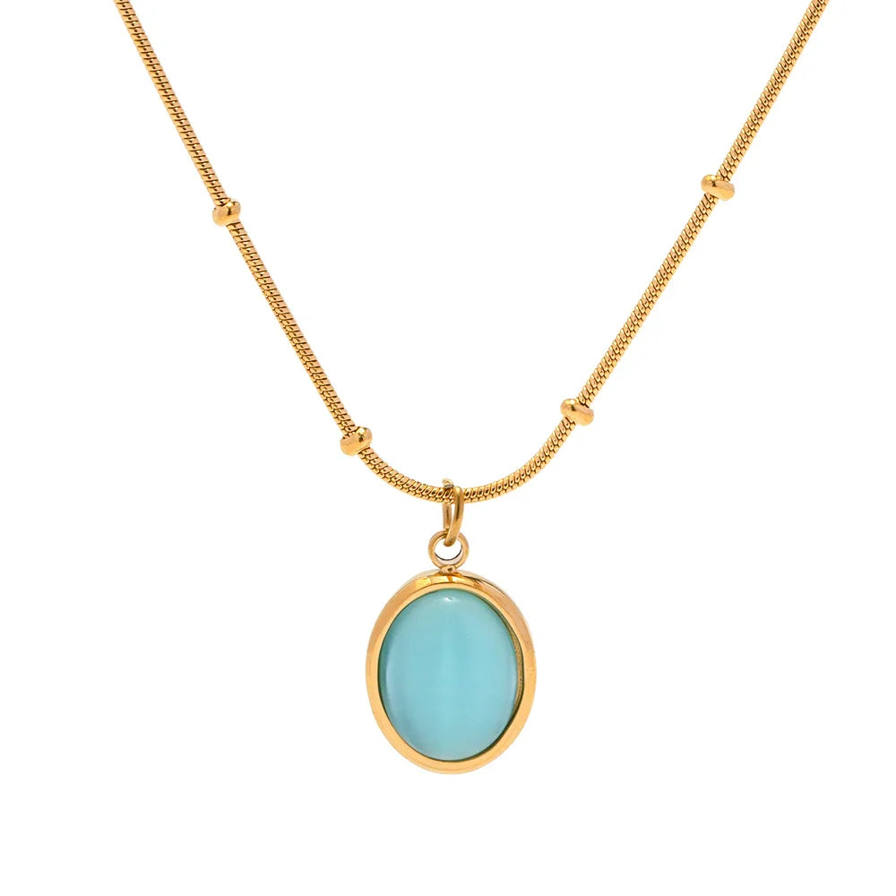 18k Blue Opal Satellite Chain Necklace