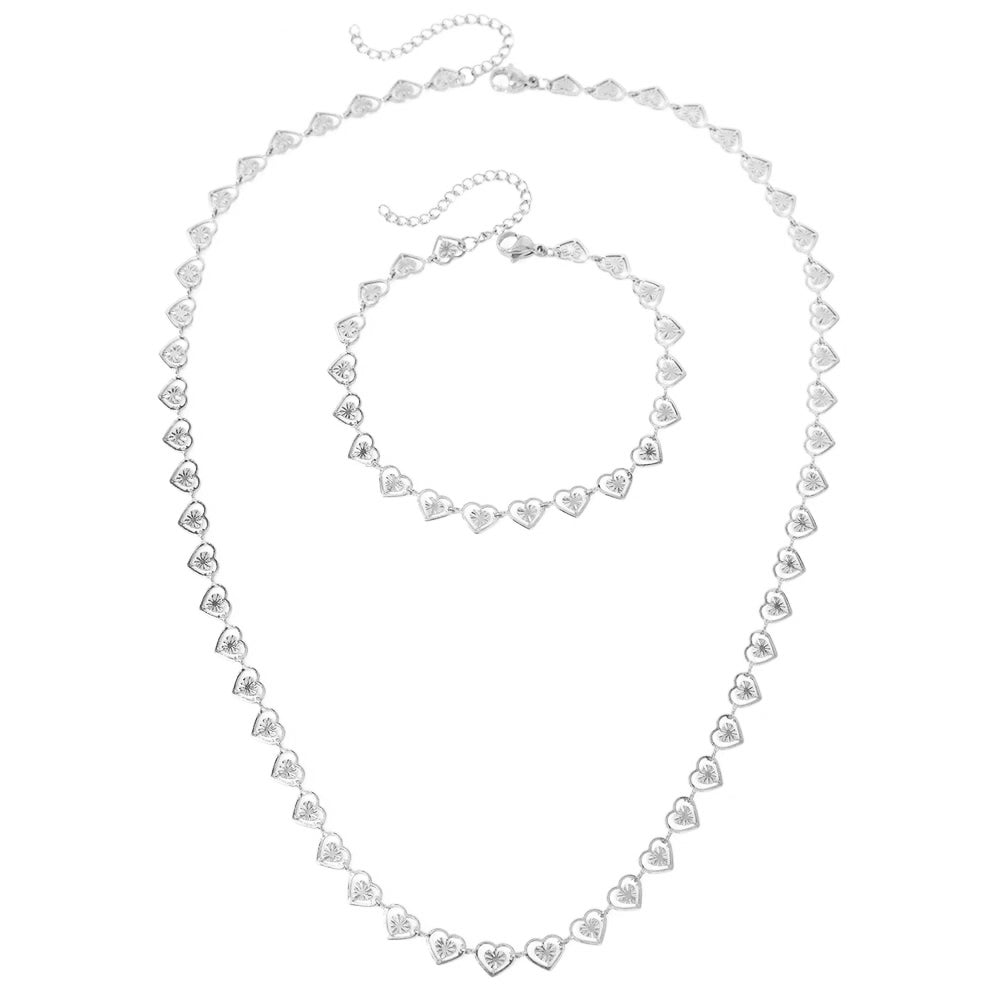 Bracelet et collier de coeurs de spirale délicat