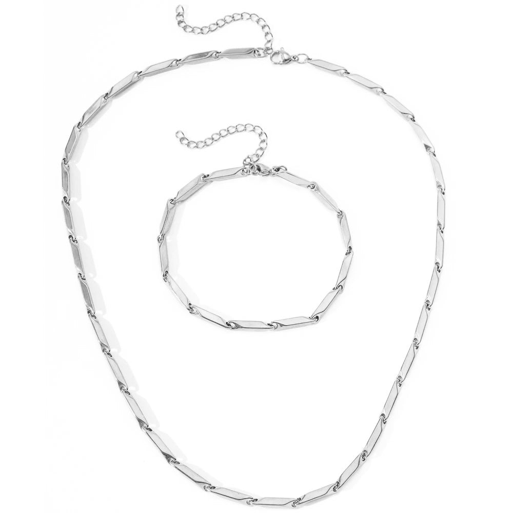 Moderne geometrische Kettenkette und Armband -Set