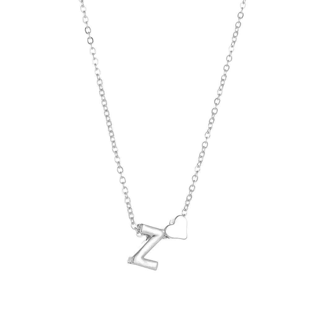 Dainty Heart Letter Initial Necklace - Veinci