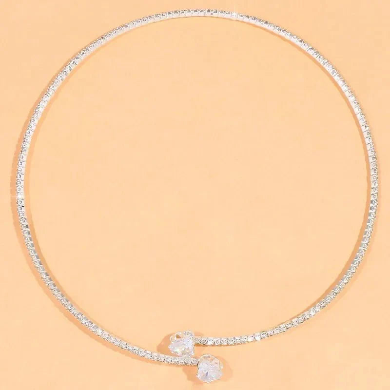 Diamond Heart Open Choker Necklace - Veinci