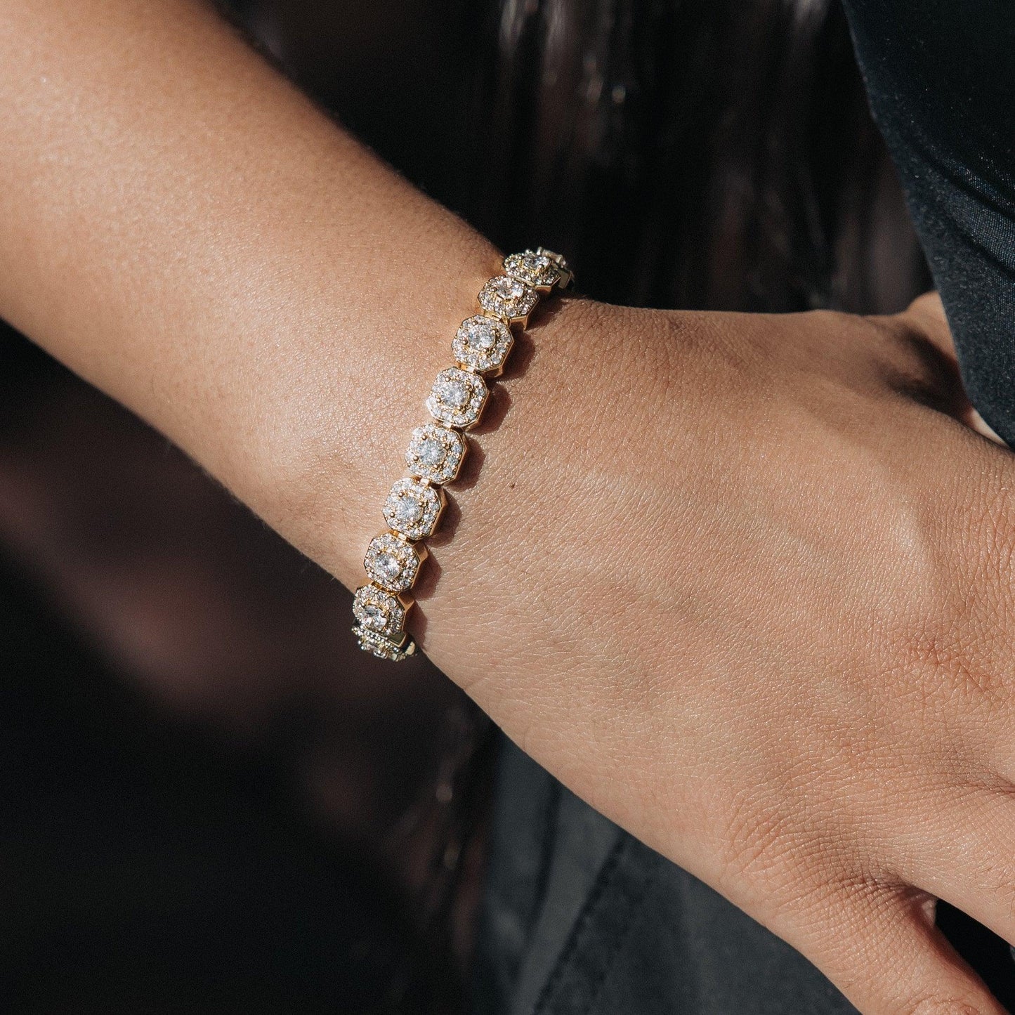 Micro Cluster Moisanite Tennis Bracelet Gold