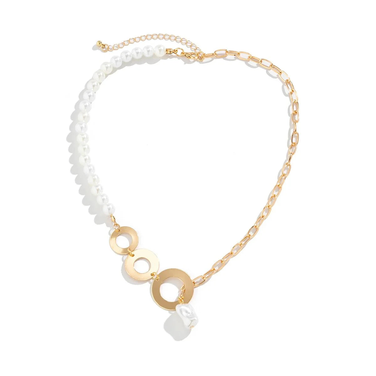 Pearl Hanging Paperclip Chain Necklace - Veinci