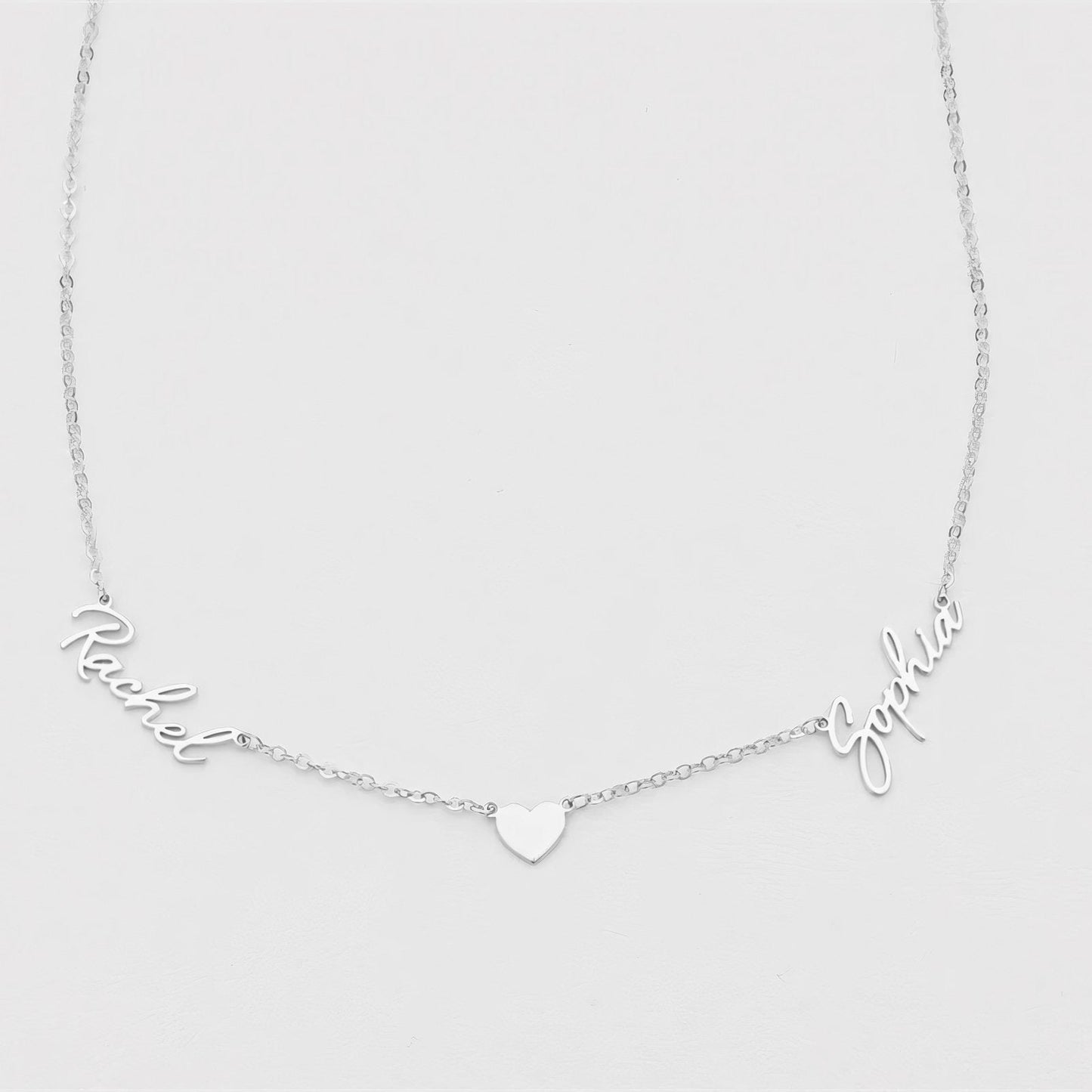 Romantic Two Name Dainty Heart Necklace - Veinci