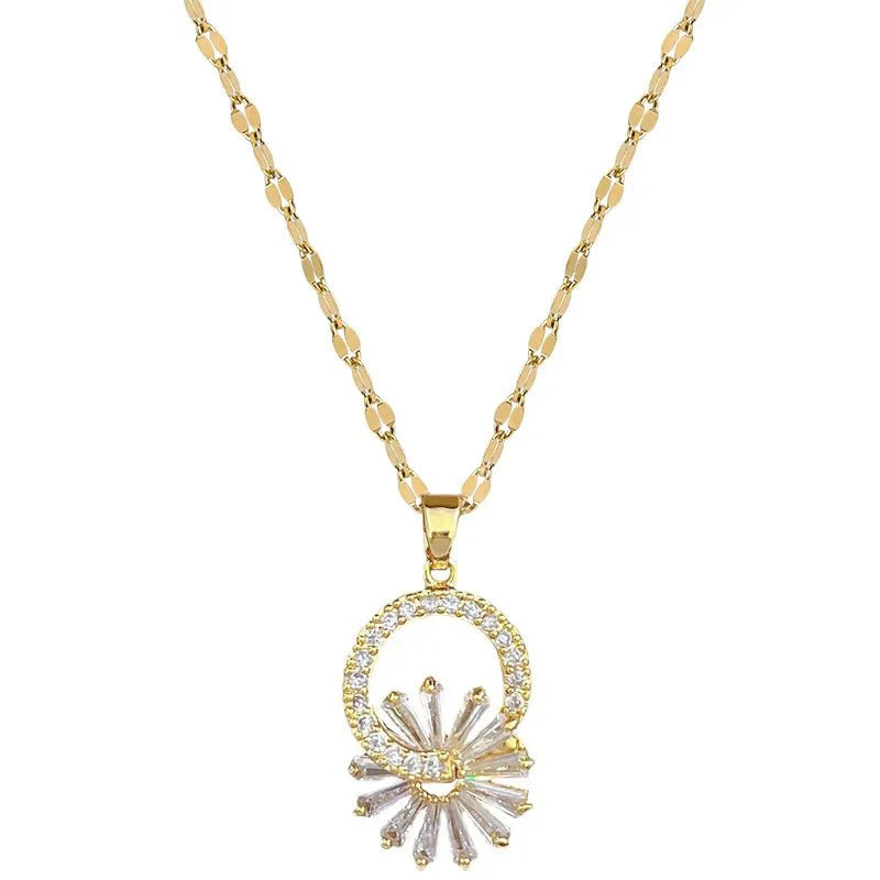 Shimmering Floral Diamond Necklace and Earrings - Veinci