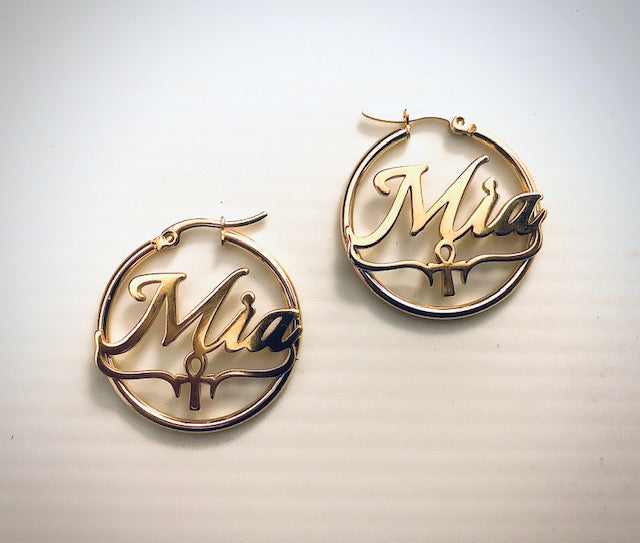 Kinderen gepersonaliseerde ankh hoepel oorbellen