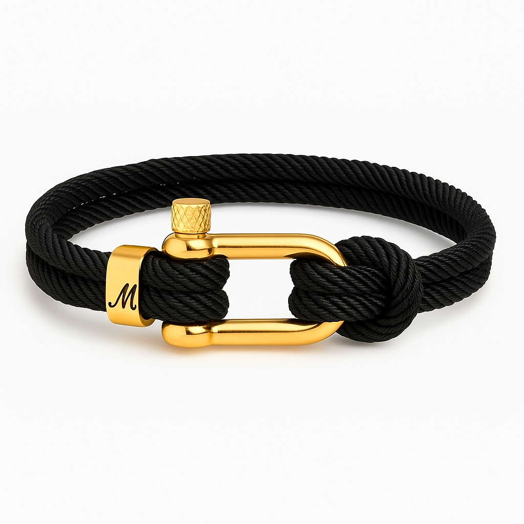 Black Nautical double strand rope bracelet
