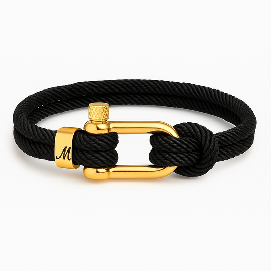 Black Nautical double strand rope bracelet