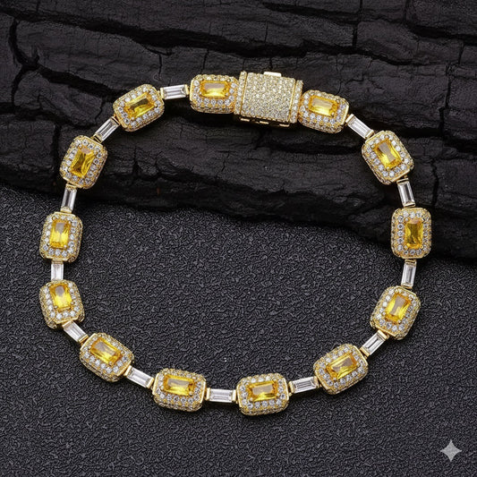 Canary Yellow Baguette Link Bracelet