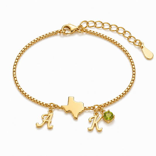Exclusive Texas initials birthstone Bracelet