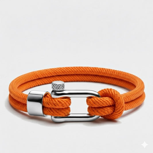 Orange Nautical Rope bracelet & Cuban