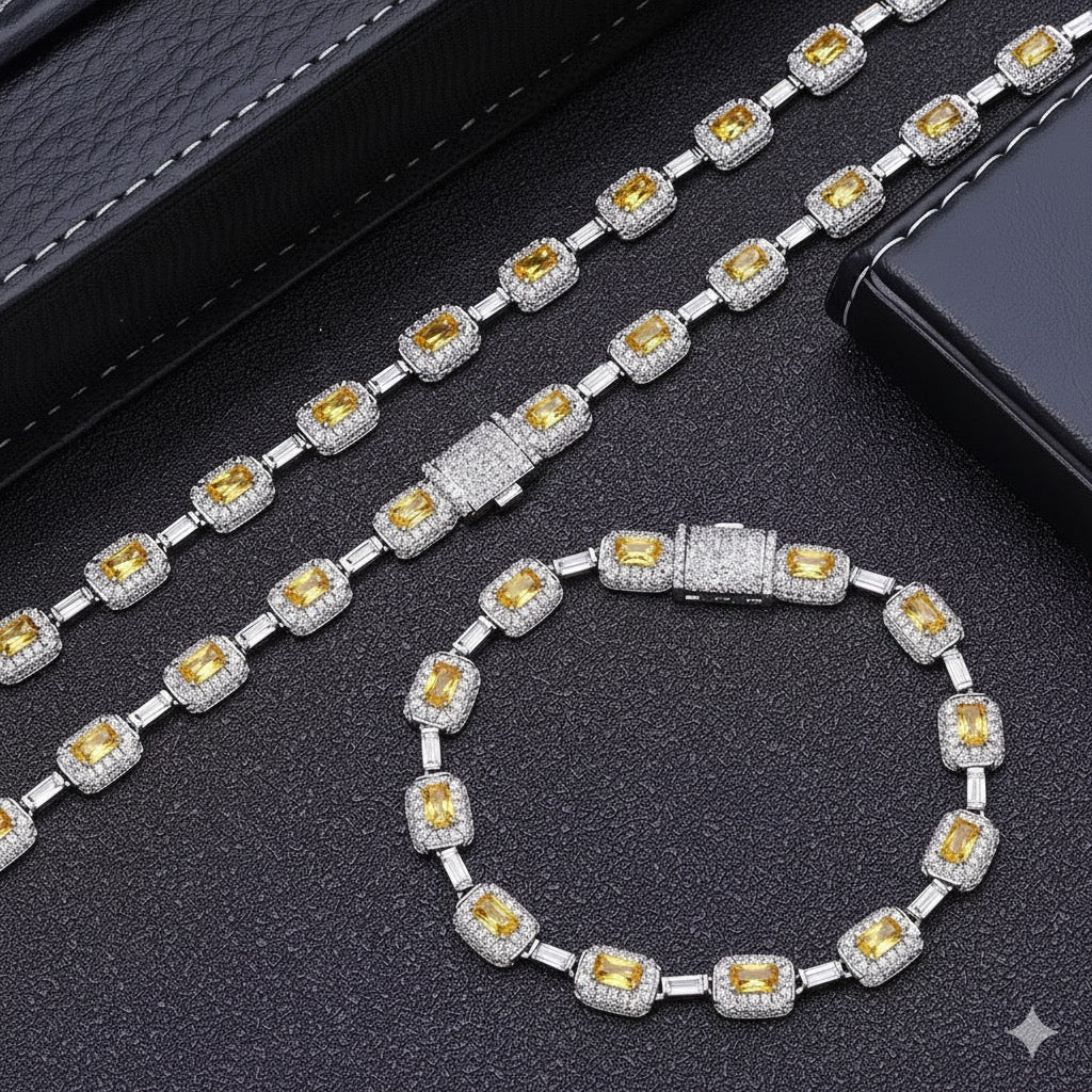 Canary Yellow Baguette Link 2 piece set