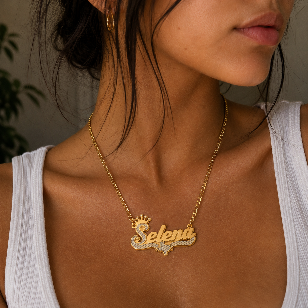Exclusive Double plated Queen Of The South Texas Name Necklace