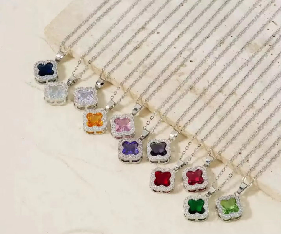 Birthstone clover necklace