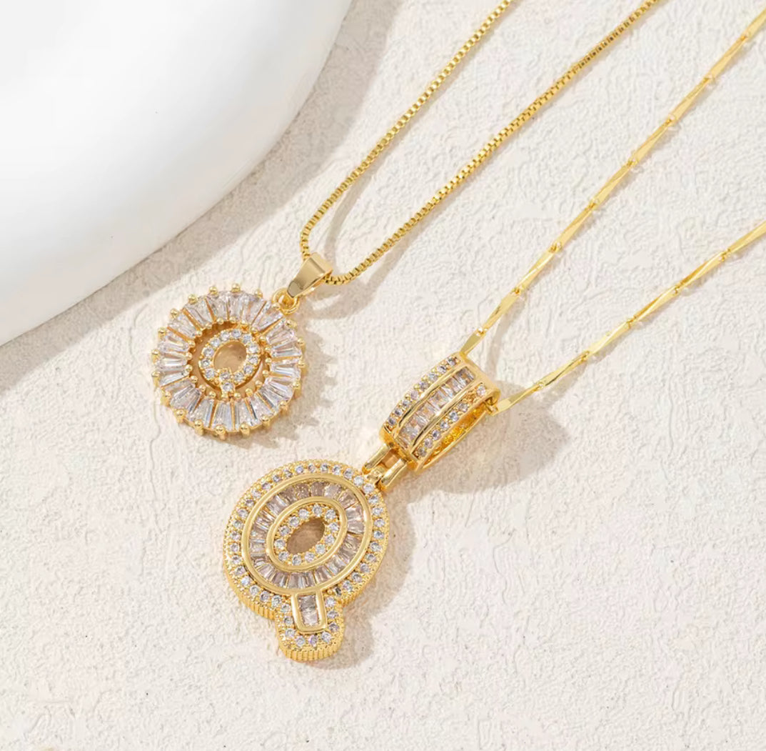 2pc 14k Diamond Letter Initial Necklaces