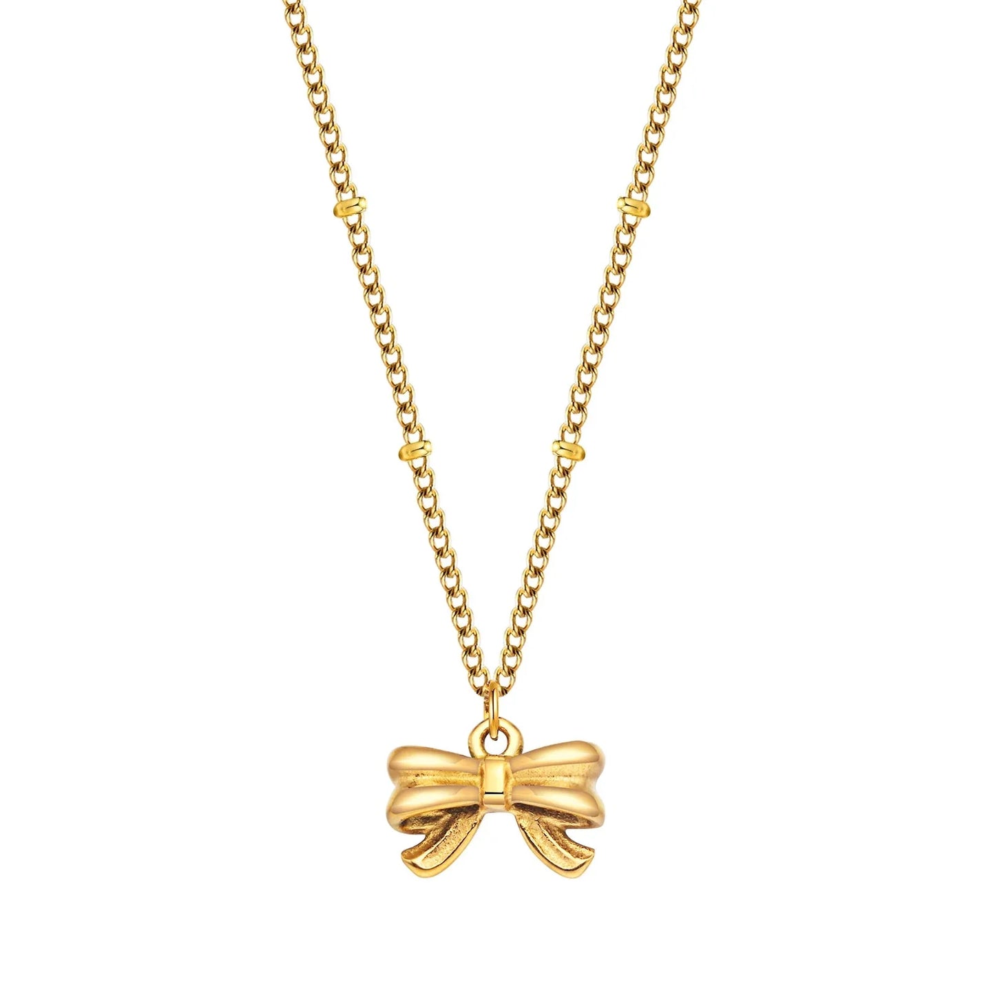 14k Dainty Feminine Bow Necklace - Veinci
