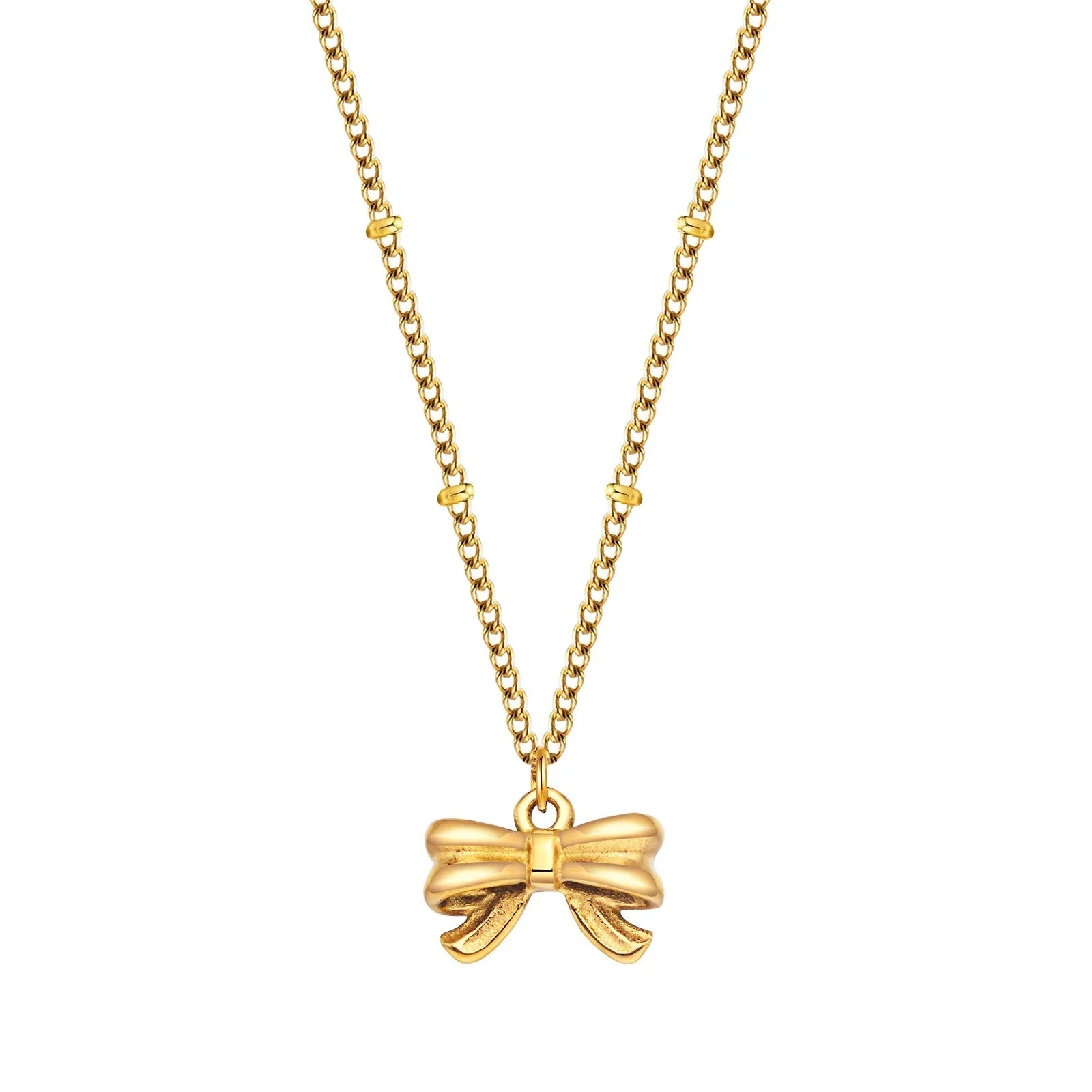 14k Dainty Feminine Bow Necklace - Veinci