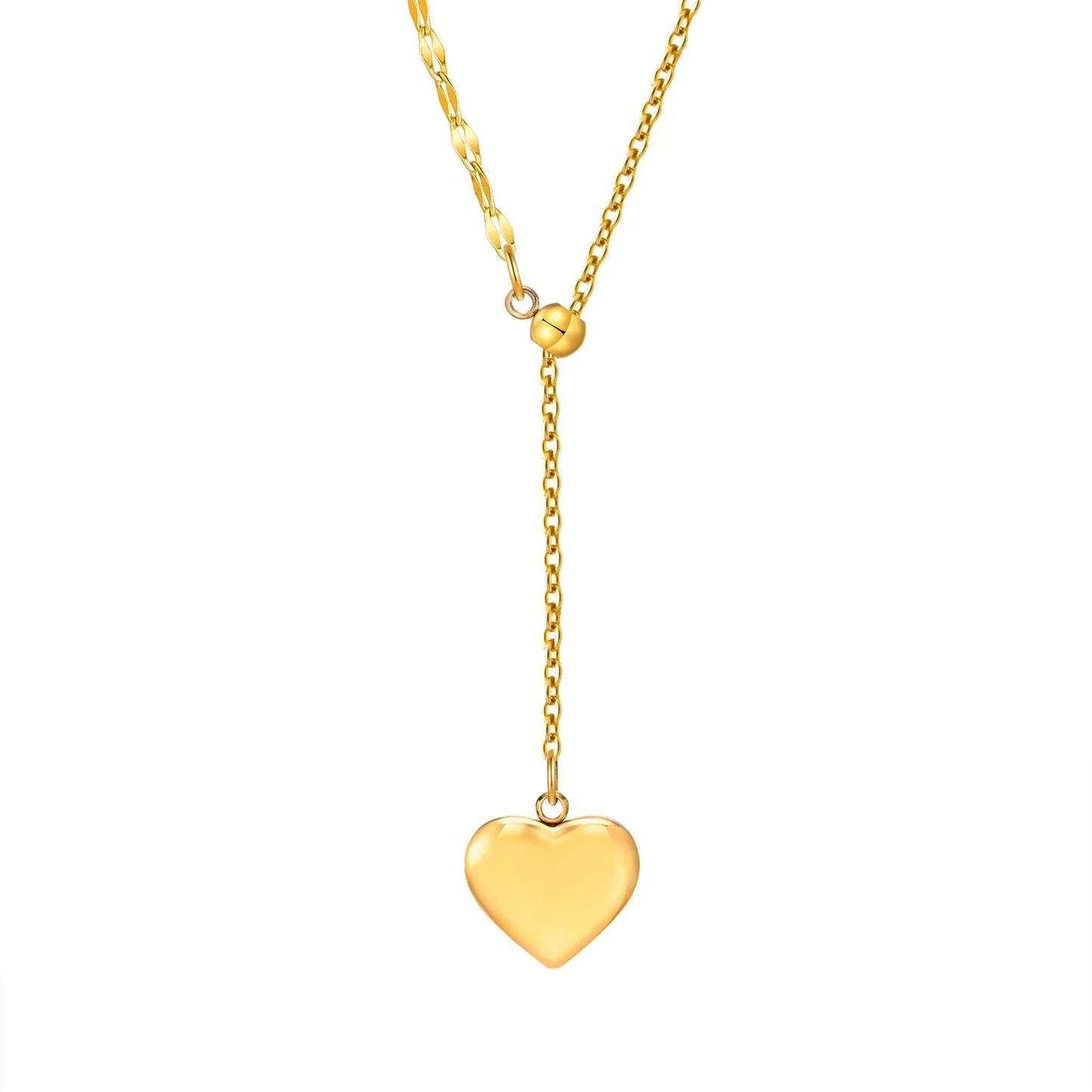 14k Dainty Feminine Heart Dangle Necklace - Veinci