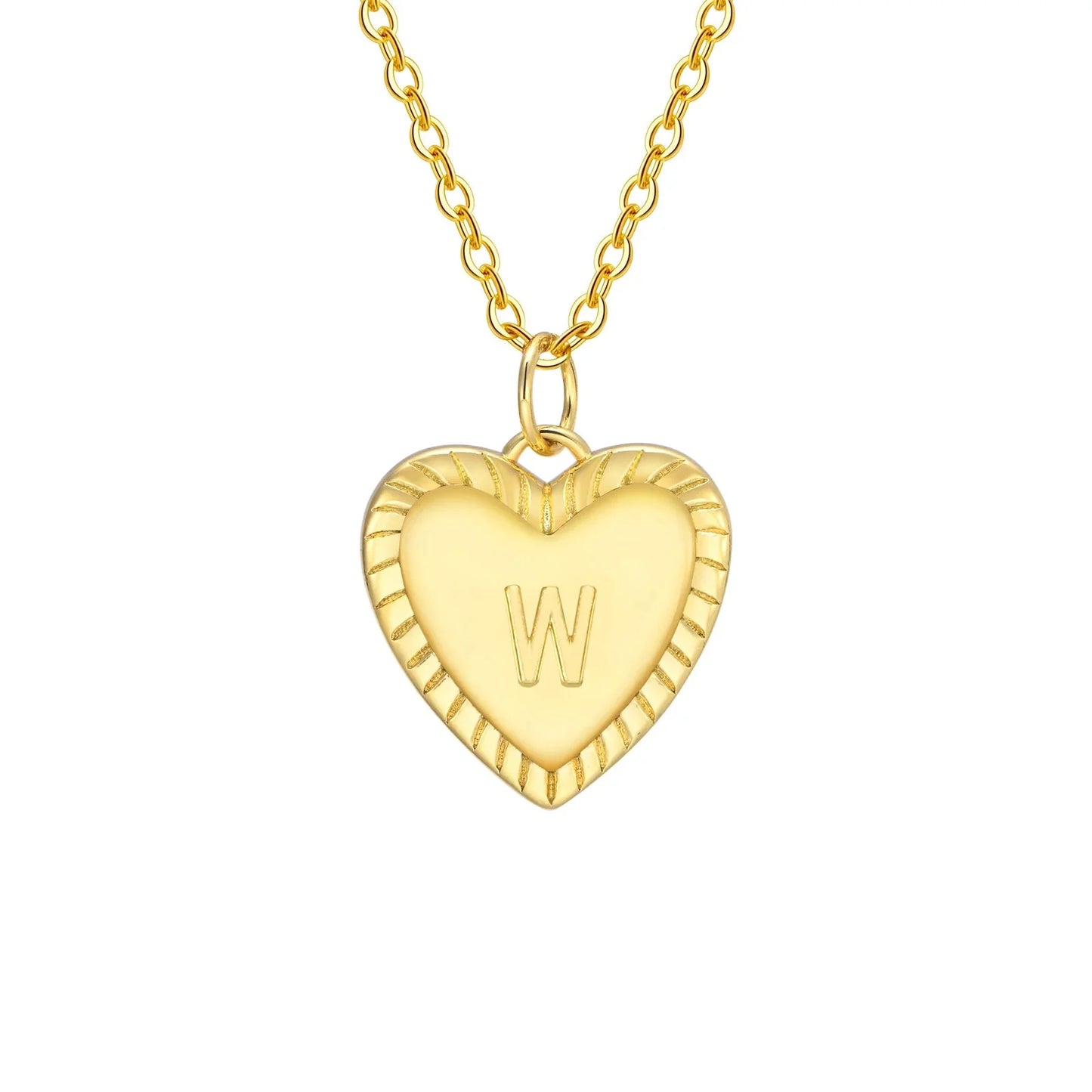 14k Dainty Heart Pendant Letter Initial Necklace - Veinci