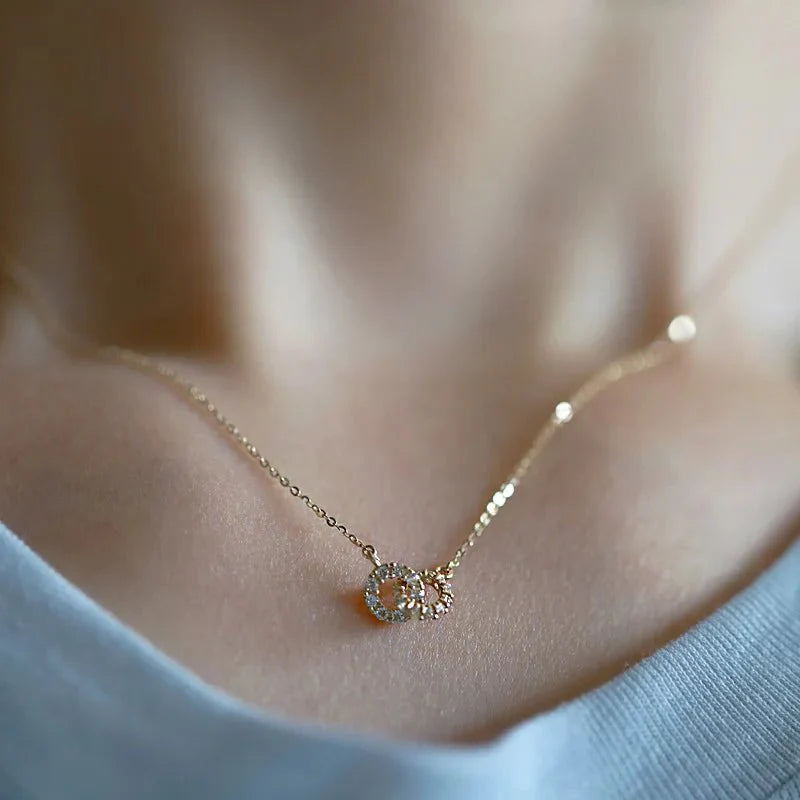 14K S925 Interlaced Diamond Circles Necklace - Veinci