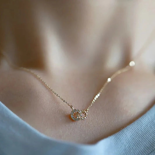 14K S925 Interlaced Diamond Circles Necklace - Veinci