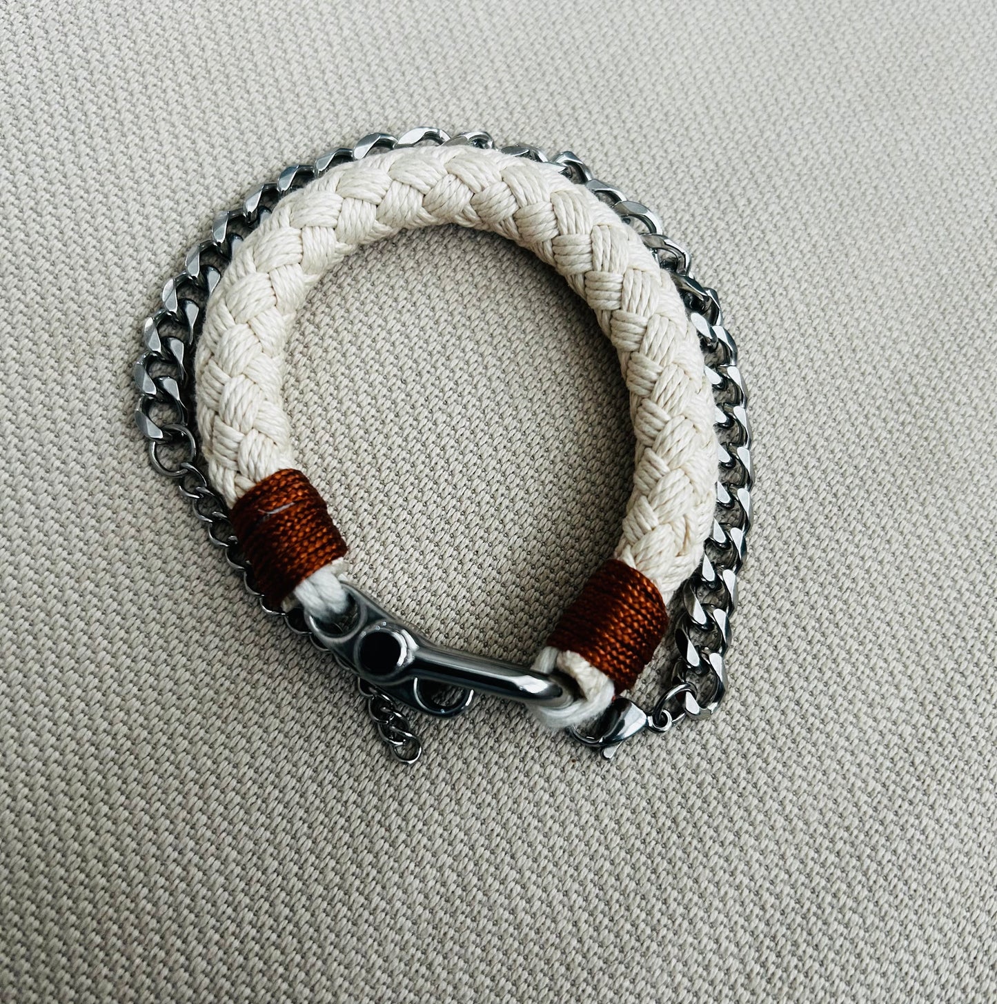 Nautical rope & Cuban Bracelet combo set