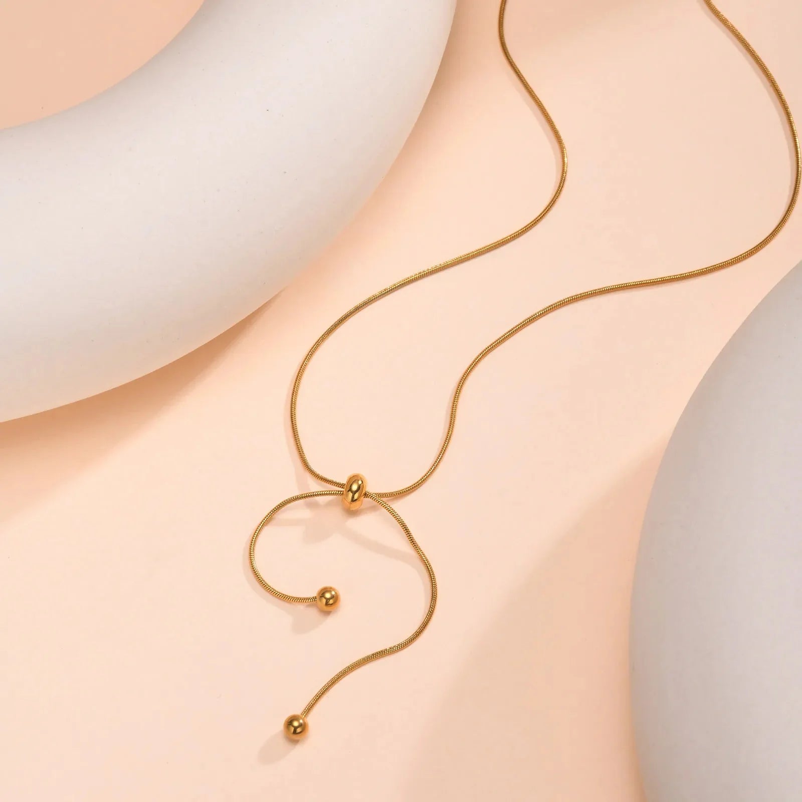 18k Adjustable Tassel Snake Chain Necklace - Veinci