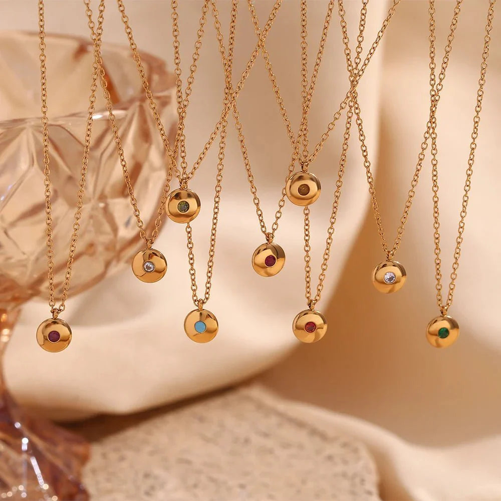 18k Dainty Minimal Birthstone Necklace - Veinci