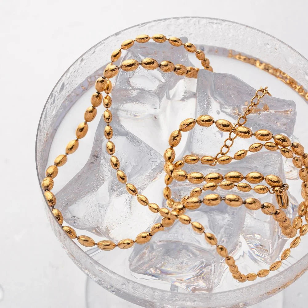 18k Layered Gold Beaded Necklace - Veinci