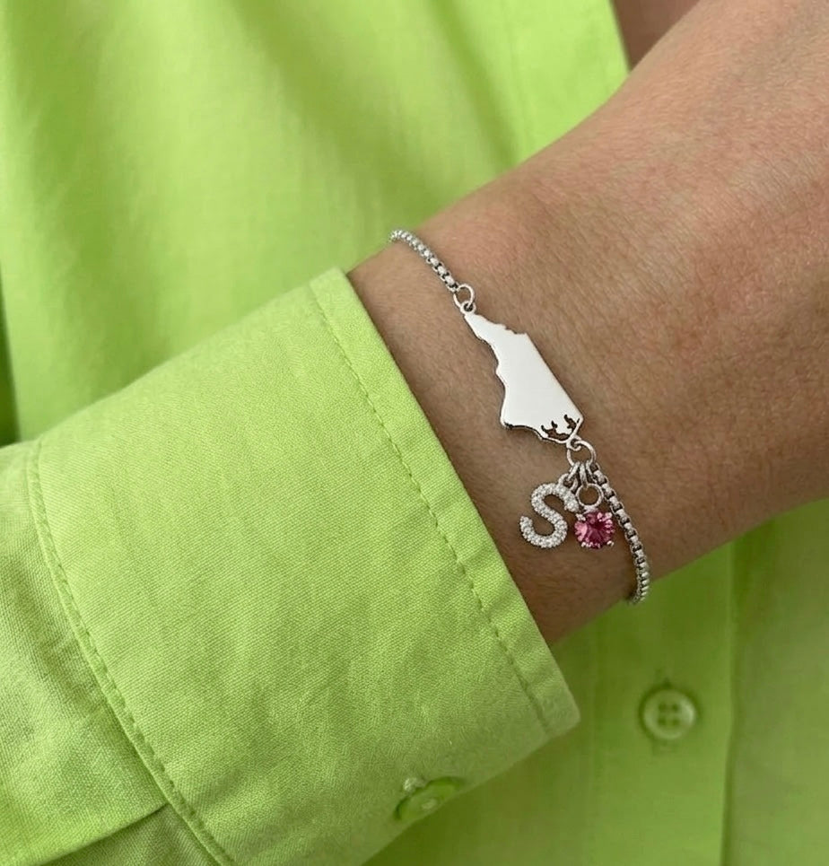 Exclusive North Carolina initial birthstone Bracelet