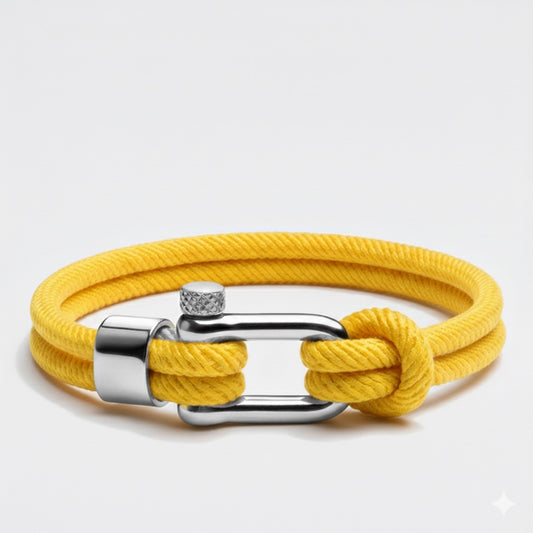 Yellow Nautical Rope bracelet & Cuban