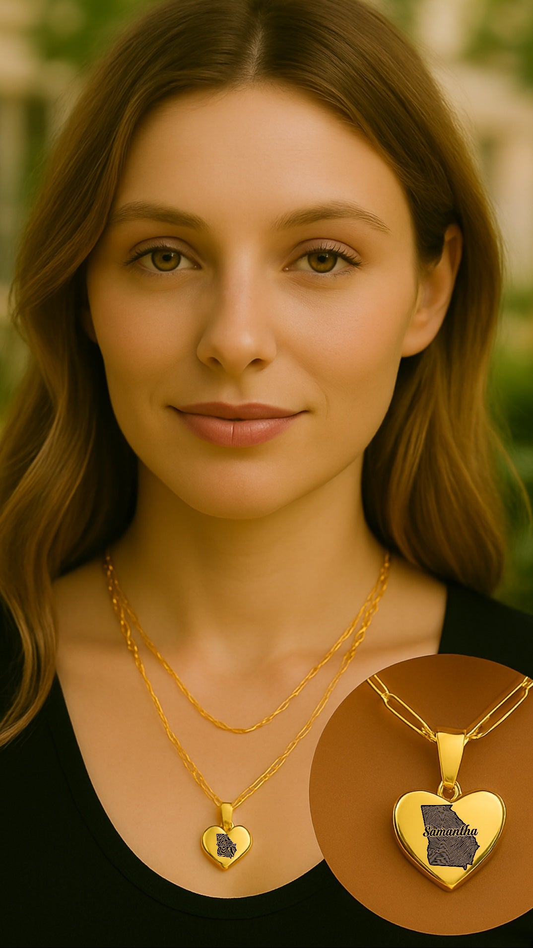 Exklusive Georgia in meinem Herznamen Halskette