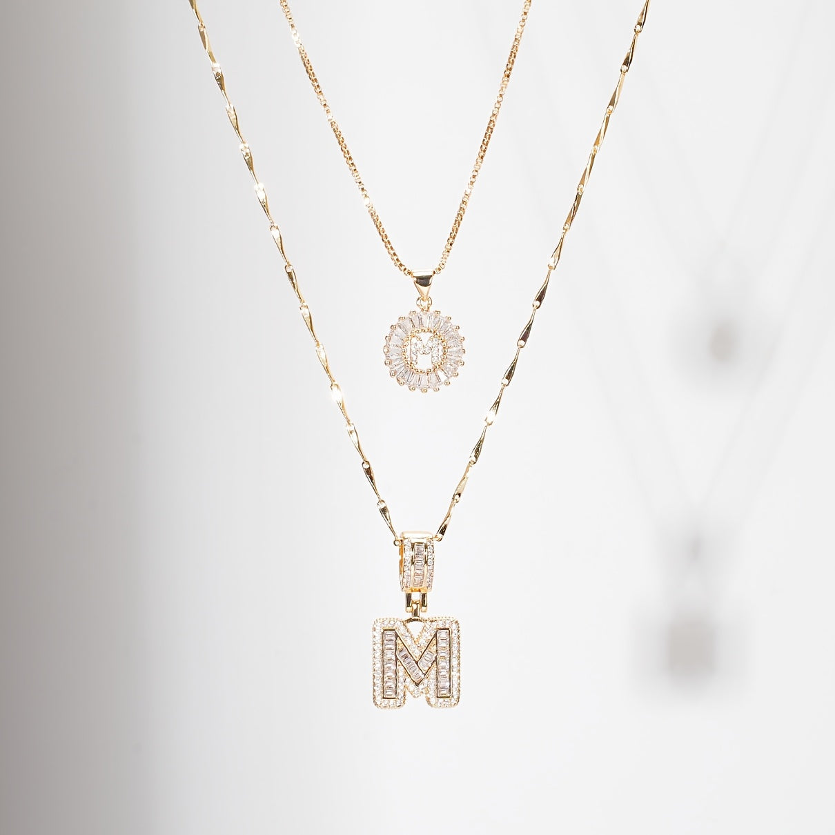 2pc 14k Diamond Letter Initial Necklaces