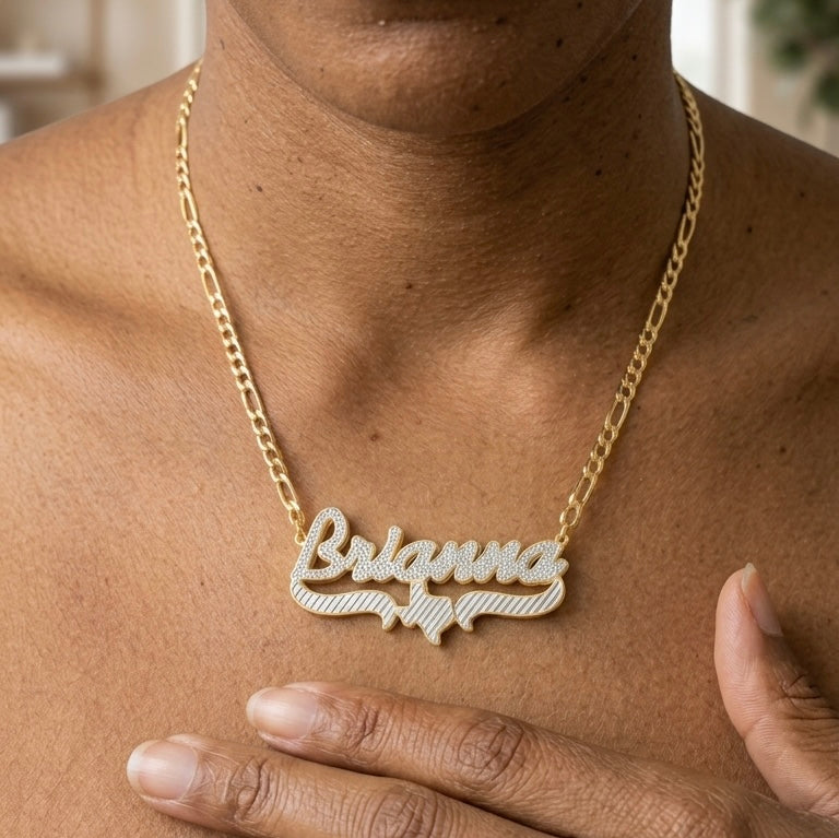 Double plated Texas Name Necklace