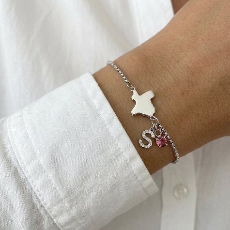 Exclusive Texas initial birthstone Bracelet