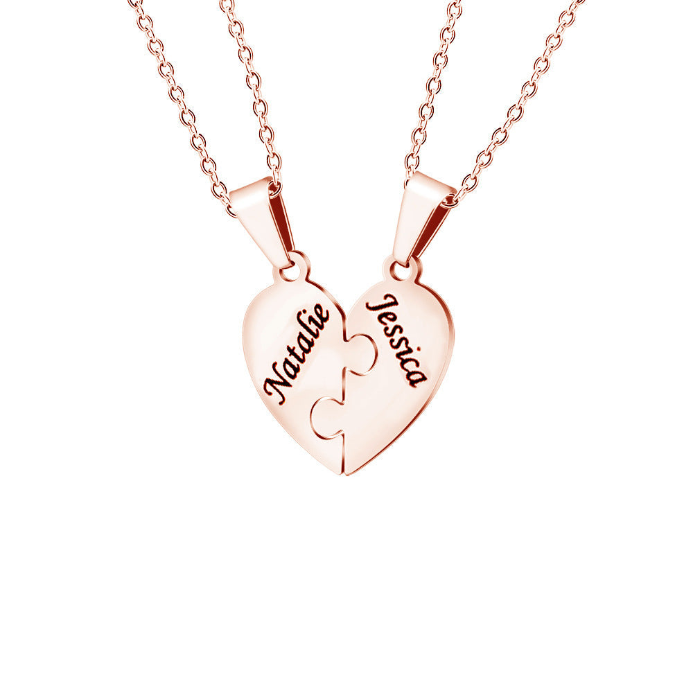Personalized Family Heart Puzzle Necklace