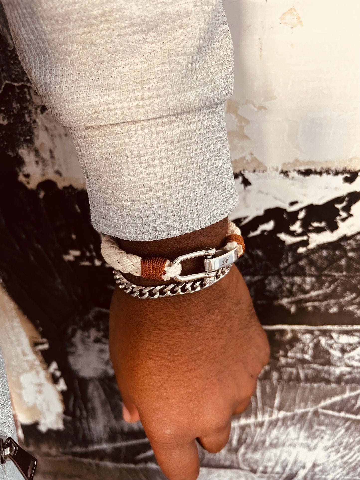 Nautical rope & Cuban Bracelet combo set