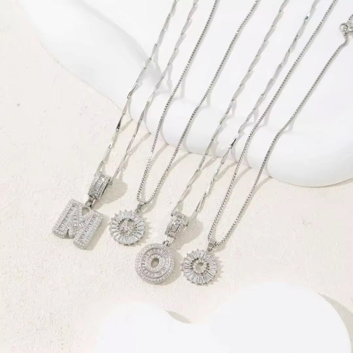 2pc 14k Diamond Letter Initial Necklaces