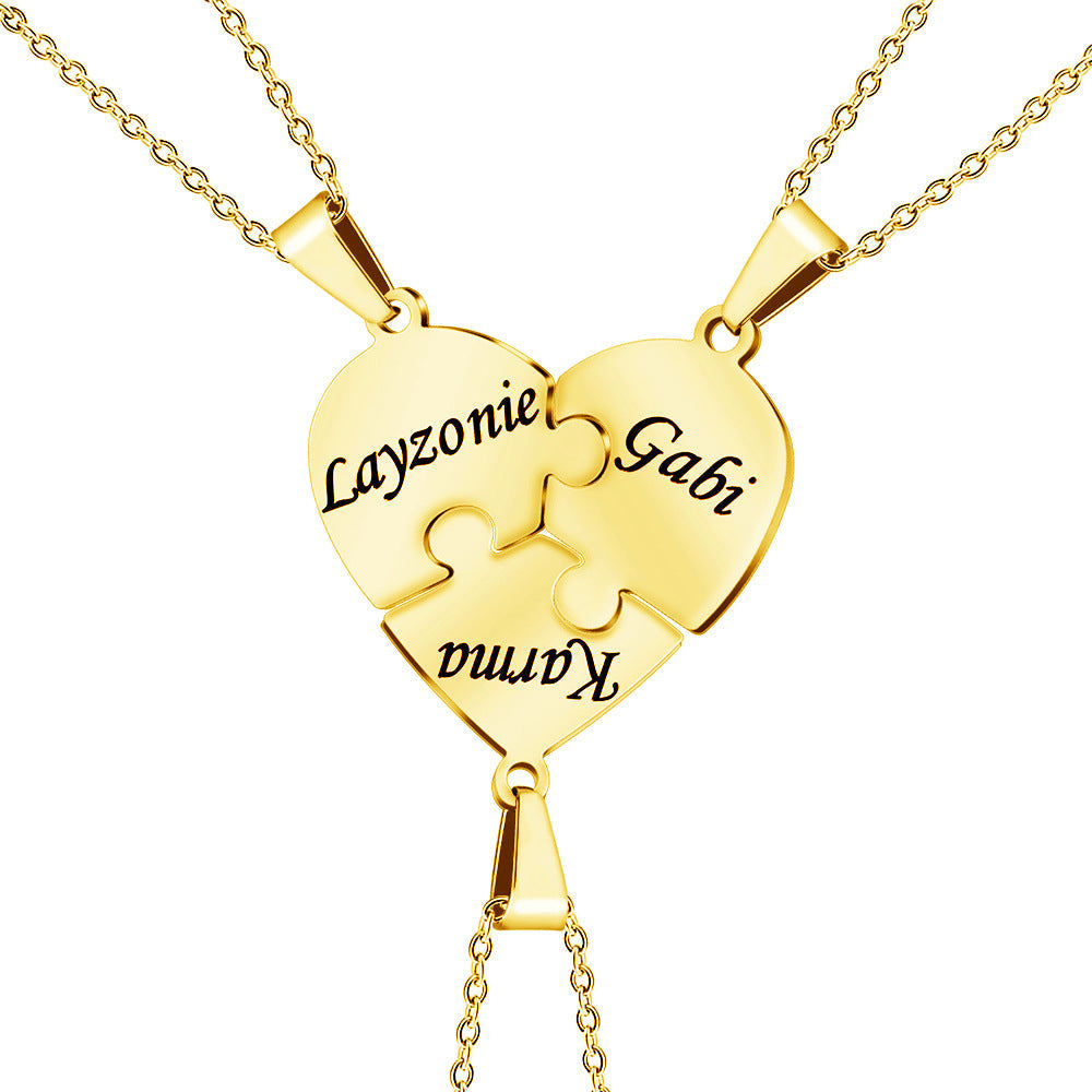Personalized Family Heart Puzzle Necklace