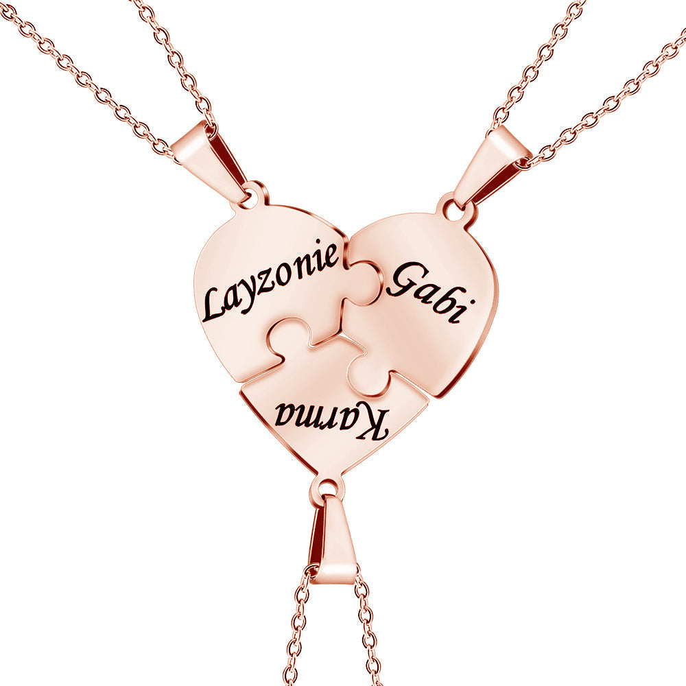 Personalized Family Heart Puzzle Necklace