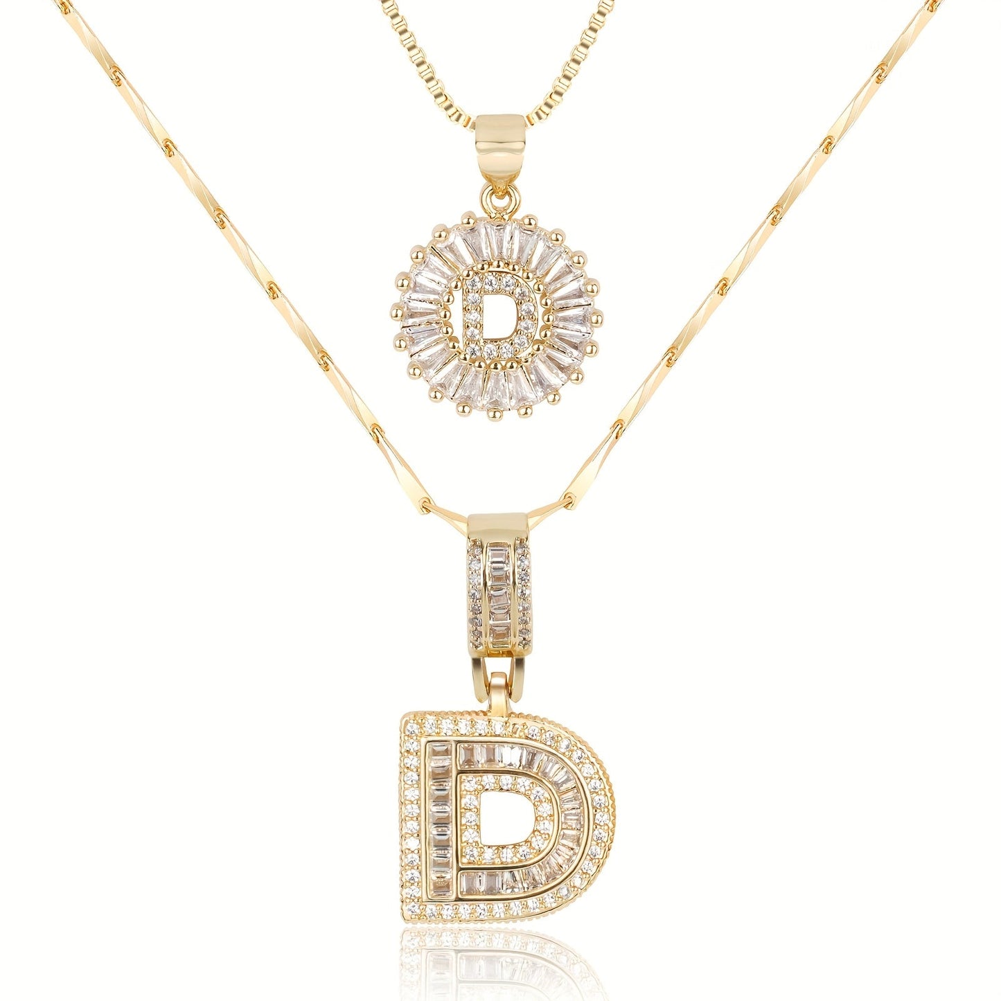 2pc 14k Diamond Letter Initial Necklaces