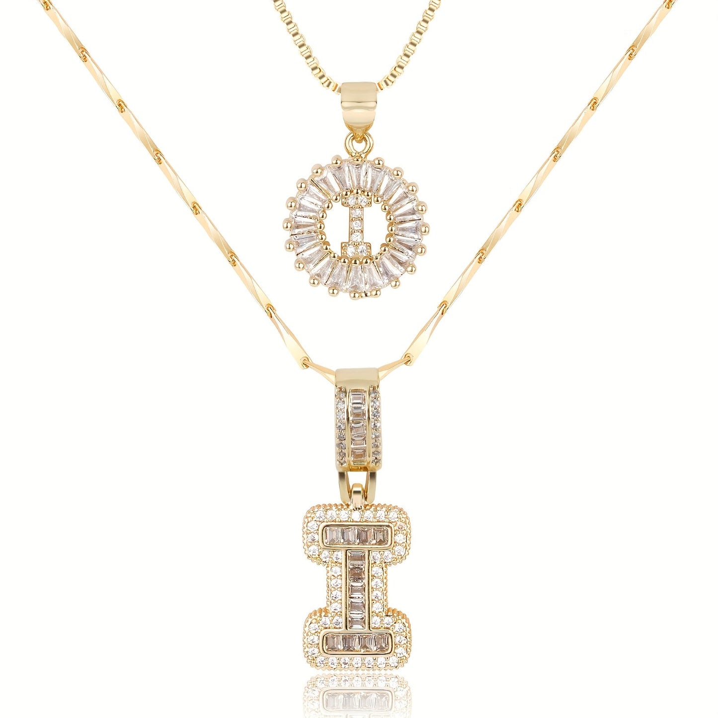 2pc 14K diamanten letter eerste kettingen